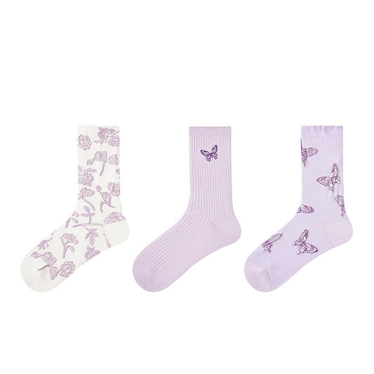 3 Pairs Women's Crew Socks, Girl's Gift WZ004